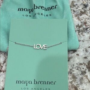Maya Brenner Silver "LOVE" Word Necklace in Mint Card